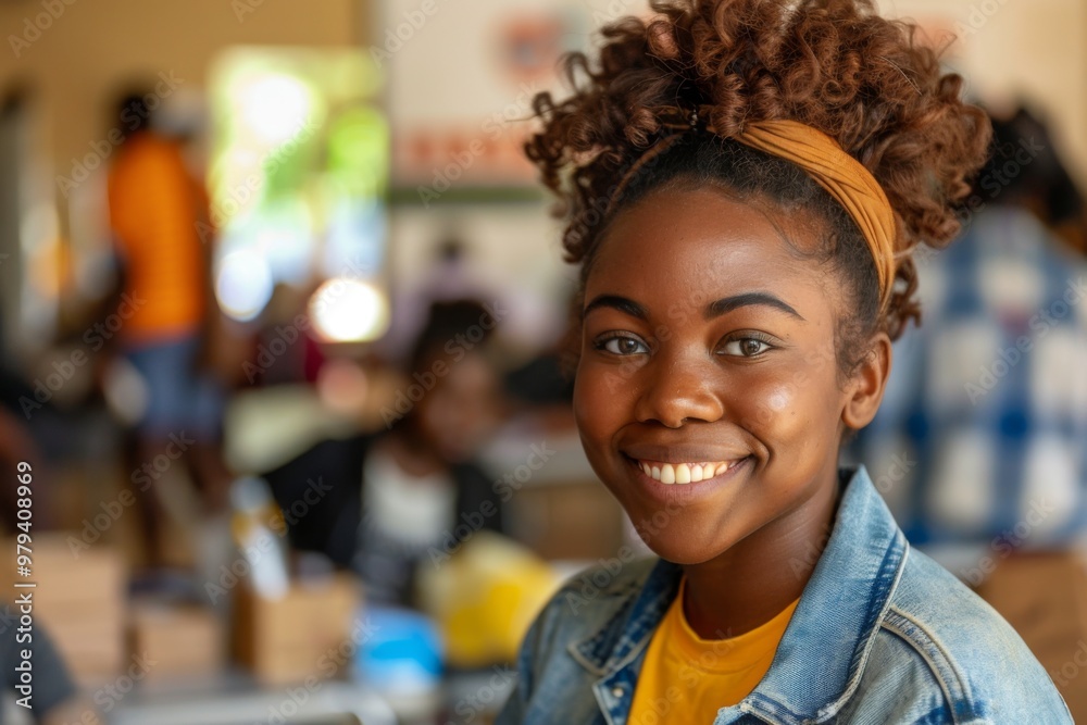 Portrait of a young African American female volunteer at community center Portrait of a young African American female volunteer at community center