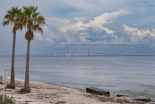 The majestic Sunshine Skyway Bridge over Tampa Bay, Florida