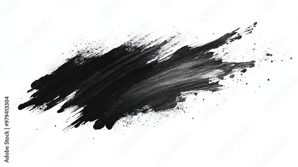 Abstract black in splash, paint, brush strokes, stain grunge isolated on white background, Japanese style with Generative AI Abstract black in splash, paint, brush strokes, stain grunge isolated on white background, Japanese style with Generative AI
