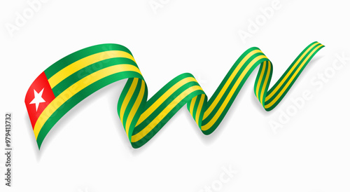 Togolese flag wavy abstract background. Vector illustration.