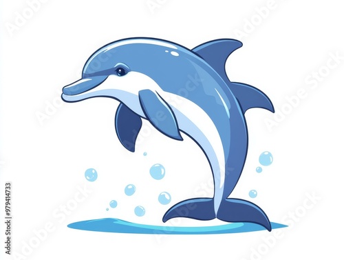 Stylized Dolphin Illustration with Smooth Lines and a Soothing Color Palette for Tranquil and Serene Designs in Home Decor Childrens Books and Marine Life Themes photo