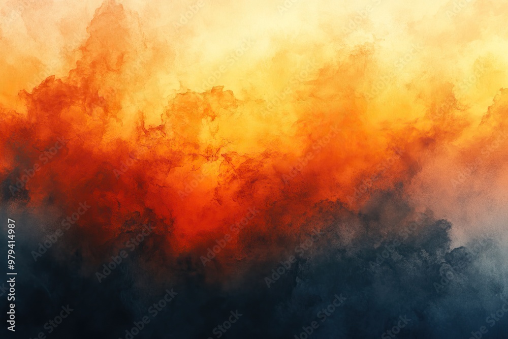 Fototapeta premium A vibrant, abstract cloud composition in shades of orange, red, and blue, evoking warmth and depth, perfect for artistic projects.
