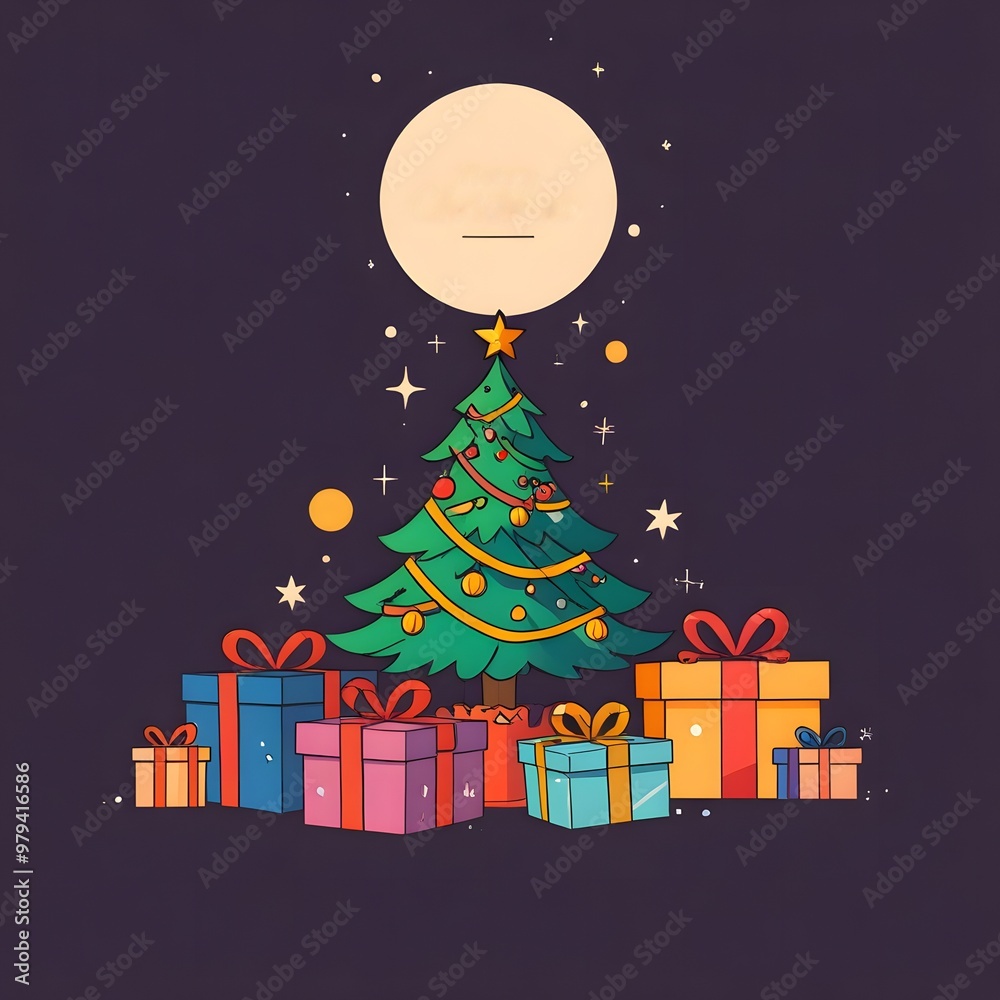 Fototapeta premium christmas tree and gifts box