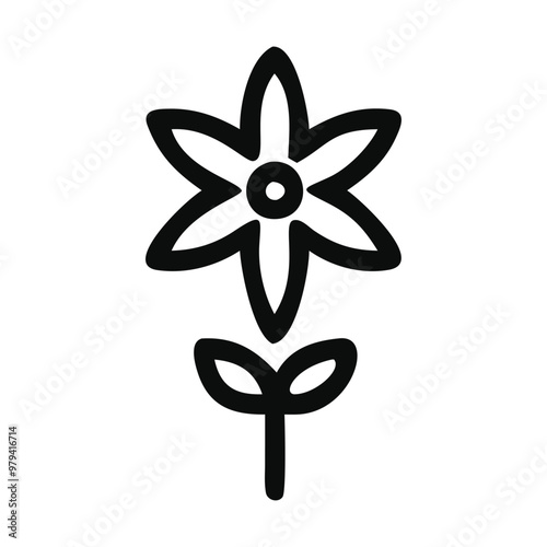 Simple Flower icon, black Flower isolated on white, vector illustration