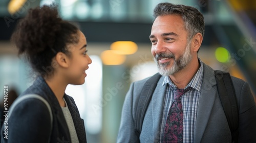 Career support portrait, a mentor helping a young professional navigate their career path with guidance. photo