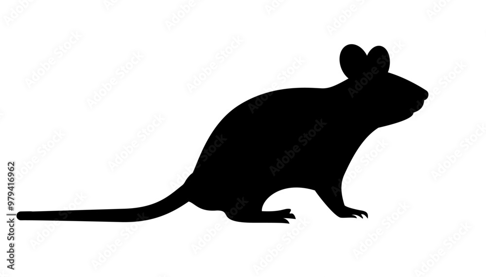 Mouse vector silhouette isolated on white background