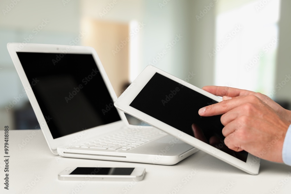 Hand hold a phone with blank screen Hand hold a phone with blank screen