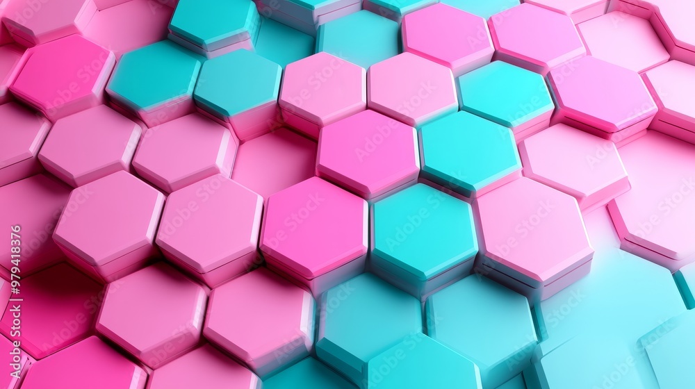 Abstract hexagonal grid layout, soft pink and teal pastels, smooth, fluid transitions between cells, subtle depth, minimalism with a calming futuristic vibe Abstract hexagonal grid layout, soft pink and teal pastels, smooth, fluid transitions between cells, subtle depth, minimalism with a calming futuristic vibe