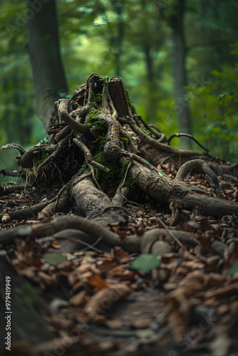 Uprooted Ancient Tree: A Testament to Nature's Resilience and Impermanence in the Forest