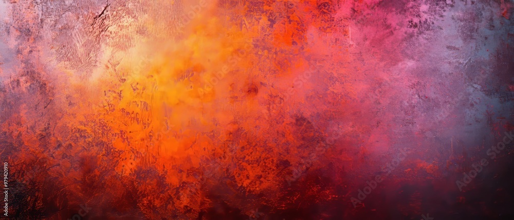 Fototapeta premium Abstract worn grunge wall, layered textures of rust, decay, and faded paint, dark earthy tones with splashes of color from graffiti, a chaotic yet artistic design, high contrast lighting