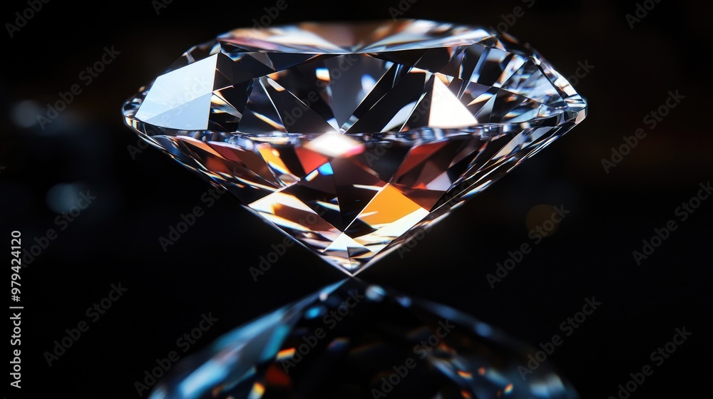 Close-up of a sparkling diamond, capturing the intricate facets and reflections, set against a black background Close-up of a sparkling diamond, capturing the intricate facets and reflections, set against a black background