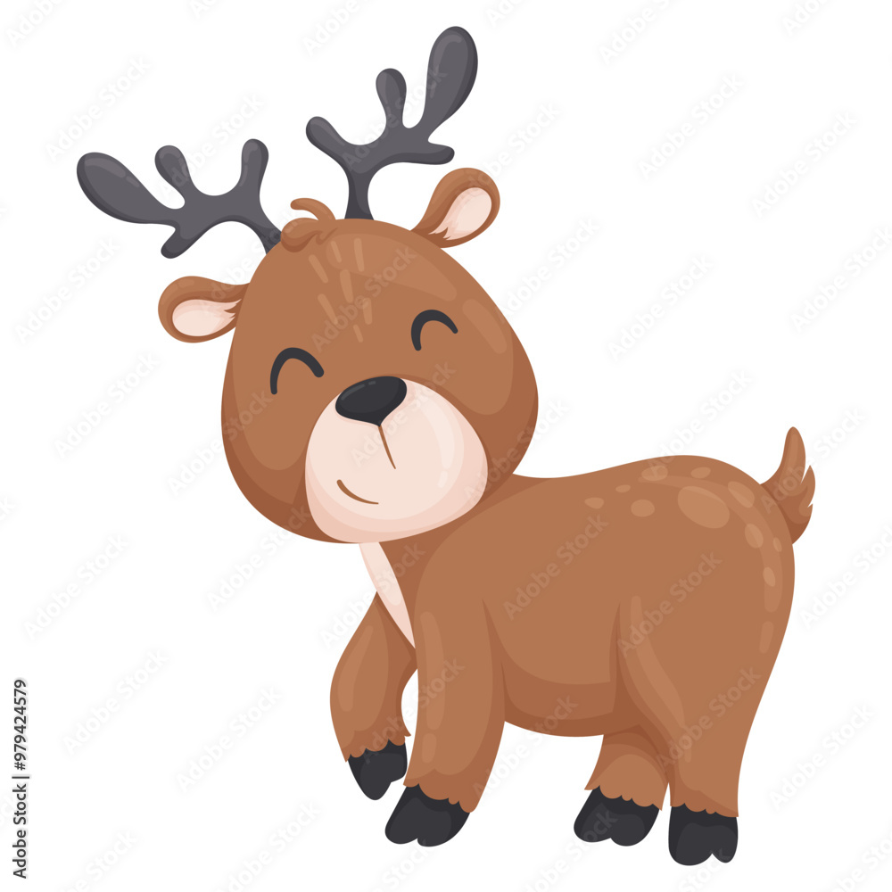 Cute vector fawn, isolated on white background. Cartoon forest character in flat vector style. Deer as a symbol of Christmas and holiday. Cute polar animals. Cute vector fawn, isolated on white background. Cartoon forest character in flat vector style. Deer as a symbol of Christmas and holiday. Cute polar animals.