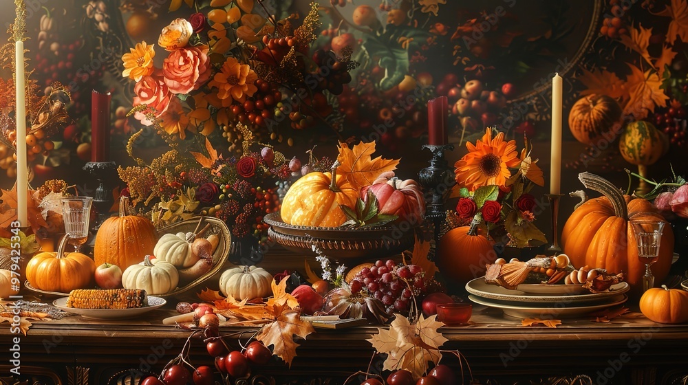 Fototapeta premium Thanksgiving feast wallpaper