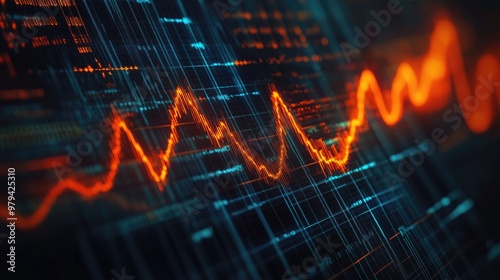 Wallpaper Mural Close-up of a waveform on an audio analyzer screen, showing detailed peaks and troughs of electrical signals Torontodigital.ca