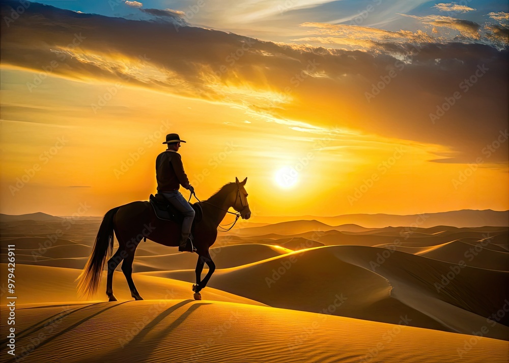 desert dunes morning silhouette horseback riding instructor