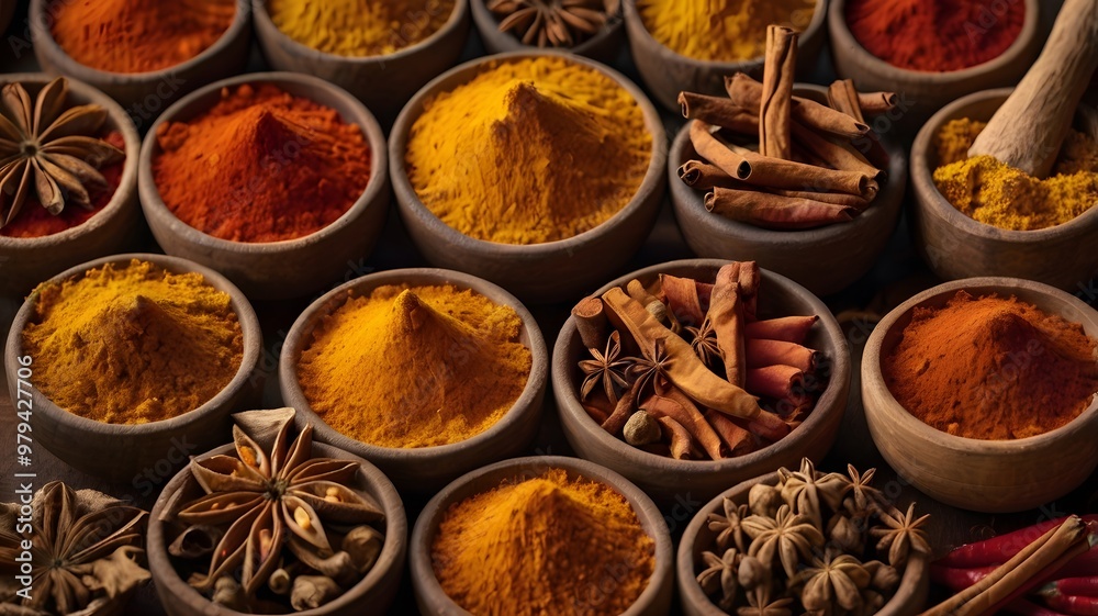 Fresh spices in a bowl perfectly arranged in spicy food market. Fresh spices in a bowl perfectly arranged in spicy food market.