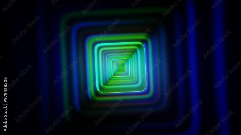 Abstract Neon Hexagon Tunnel with Light Effects on Dark Background Abstract Neon Hexagon Tunnel with Light Effects on Dark Background