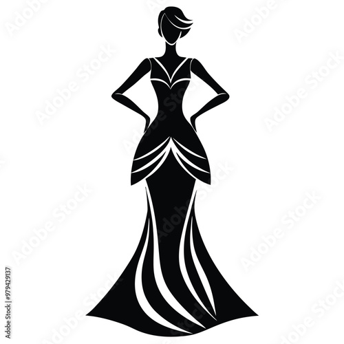 Wallpaper Mural A drawing of a woman in a long black dress Torontodigital.ca