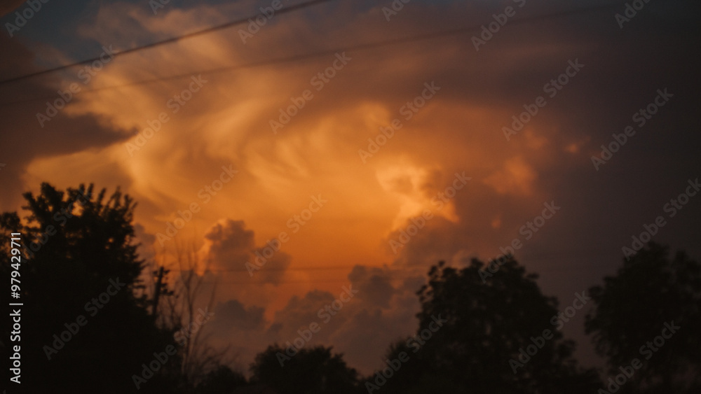Beautiful sunset in clouds with trees Beautiful sunset in clouds with trees