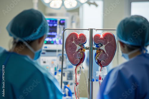 Kidney transplant process in a surgical setting