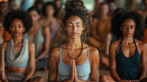 20240916213146list 103 A diverse group of yoga practitioners, including people of different ages, body types, and abilities, meditating together in a peaceful studio