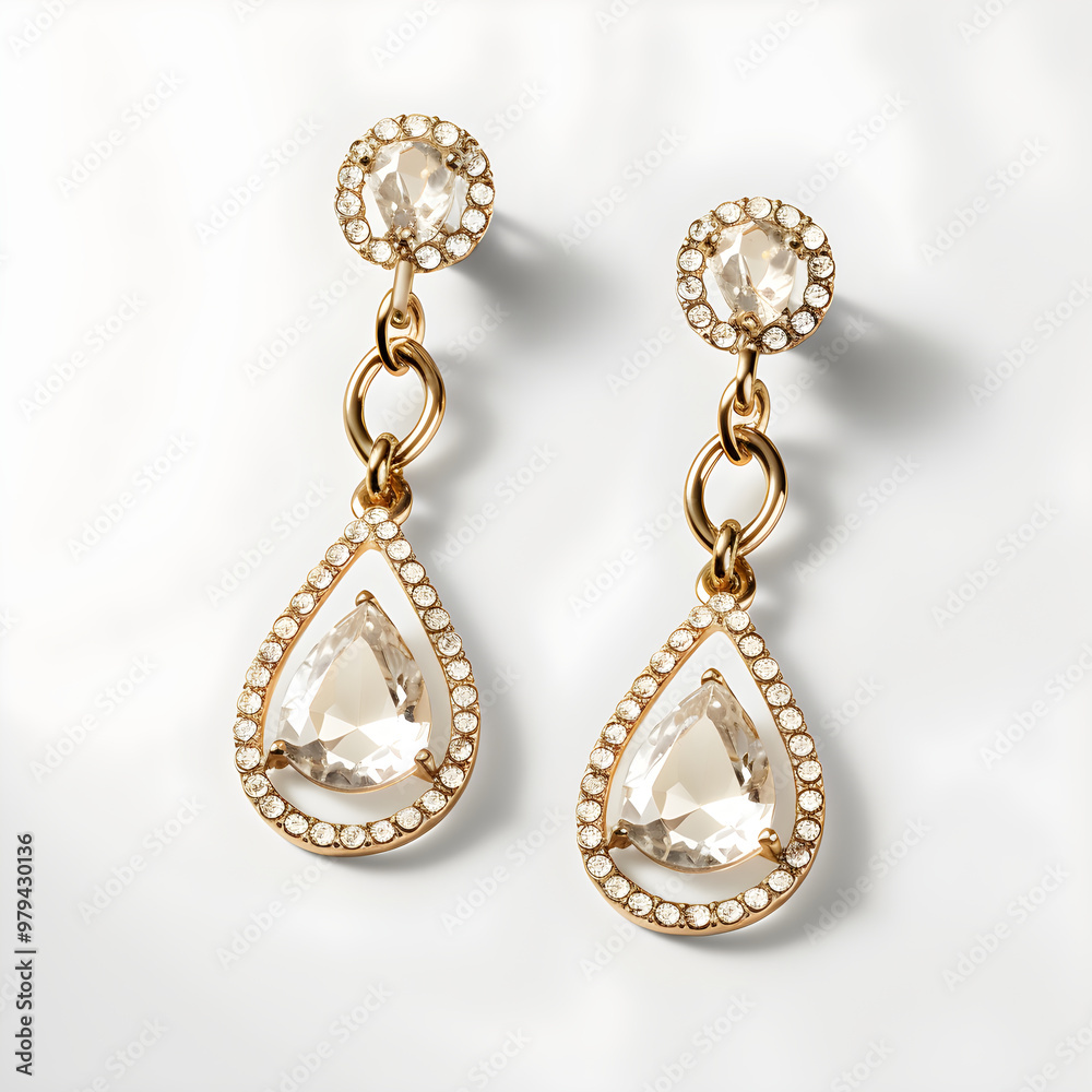 Luxurious Gold-Plated, Crystal-Studded Chain Link Earrings from H&M's Collection Luxurious Gold-Plated, Crystal-Studded Chain Link Earrings from H&M's Collection