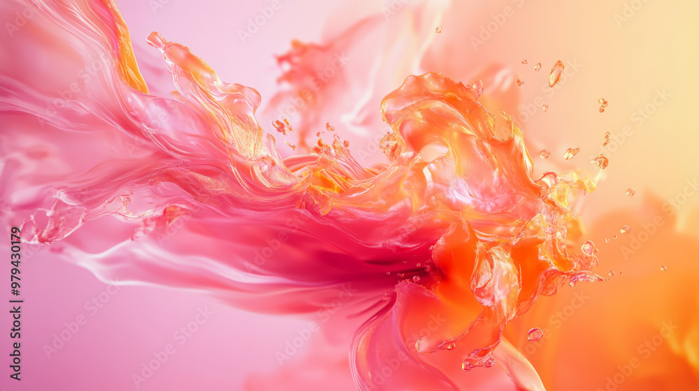 A colorful 3D splash in gradients of pink and orange, with fluid, organic shapes spreading out from the center, creating a warm and vibrant abstract background with soft transitions. A colorful 3D splash in gradients of pink and orange, with fluid, organic shapes spreading out from the center, creating a warm and vibrant abstract background with soft transitions.