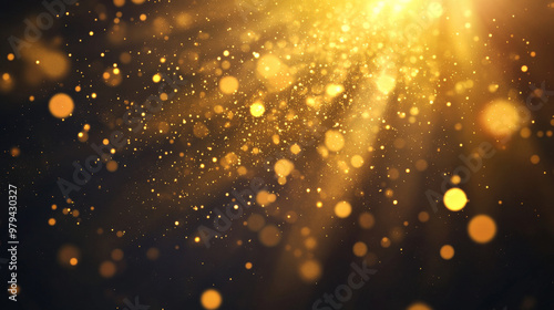 A dark background with bright golden light bursts scattered throughout, creating an energetic, radiant design.