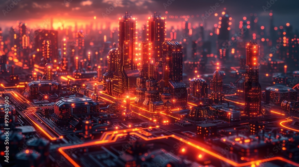 Futuristic cityscape illuminated at night with bright neon lights, showcasing a vibrant, technology-driven urban environment. Futuristic cityscape illuminated at night with bright neon lights, showcasing a vibrant, technology-driven urban environment.