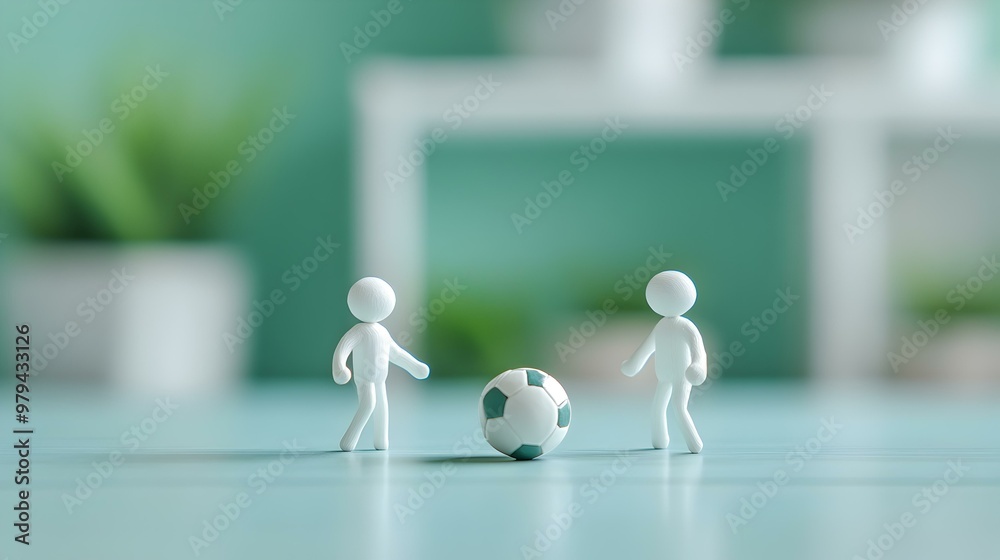 Obraz premium Vintage stick figures engaged in various sports, showcasing playful competition and dynamic movement in a whimsical, retro-inspired design.
