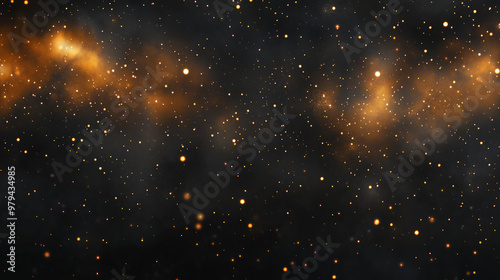 Wallpaper Mural A pitch-black background with golden light sparkles scattered throughout, resembling a sky filled with glowing stars. Torontodigital.ca