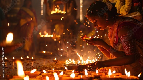 Diwali light and firework celebration