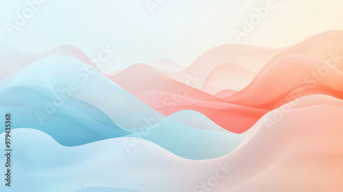 A smooth gradient background blending from light blue to pastel coral, with dynamic abstract waves creating a gentle, calming flow.