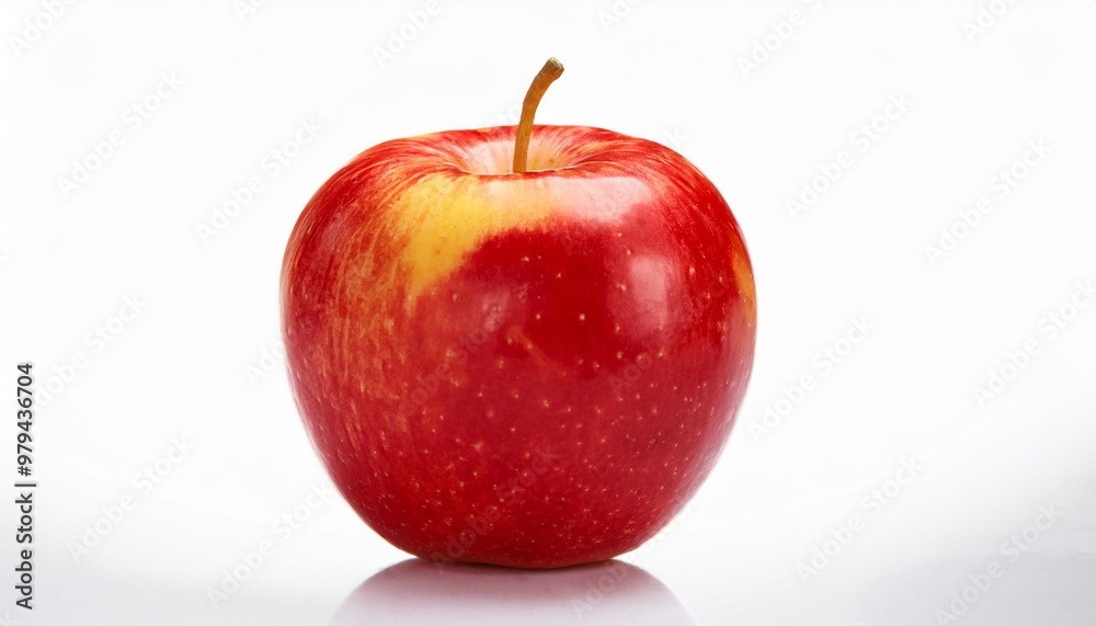 Isolated ripe apple with depth of field highlighting fresh fruit texture and vibrant color Isolated ripe apple with depth of field highlighting fresh fruit texture and vibrant color