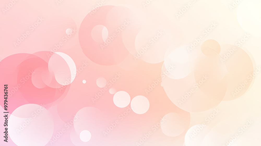 A soft gradient from light peach to pastel pink, with delicate circles in transparent white gently scattered across the minimalist design.