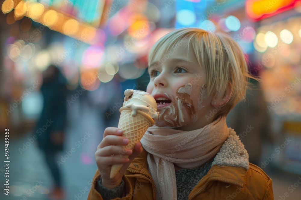 Vibrant and playful this image captures essence of youth and beauty. Little one devours their favorite ice cream flavor. Embodying fresh playful energy and carefree attitude of adolescence. Vibrant and playful this image captures essence of youth and beauty. Little one devours their favorite ice cream flavor. Embodying fresh playful energy and carefree attitude of adolescence.