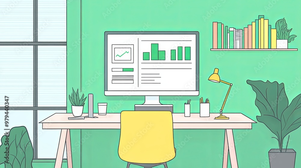 Modern office environment showcasing SEO tactics sketch with a digital screen illustrating search ranking improvements. Clean and minimalistic design Modern office environment showcasing SEO tactics sketch with a digital screen illustrating search ranking improvements. Clean and minimalistic design