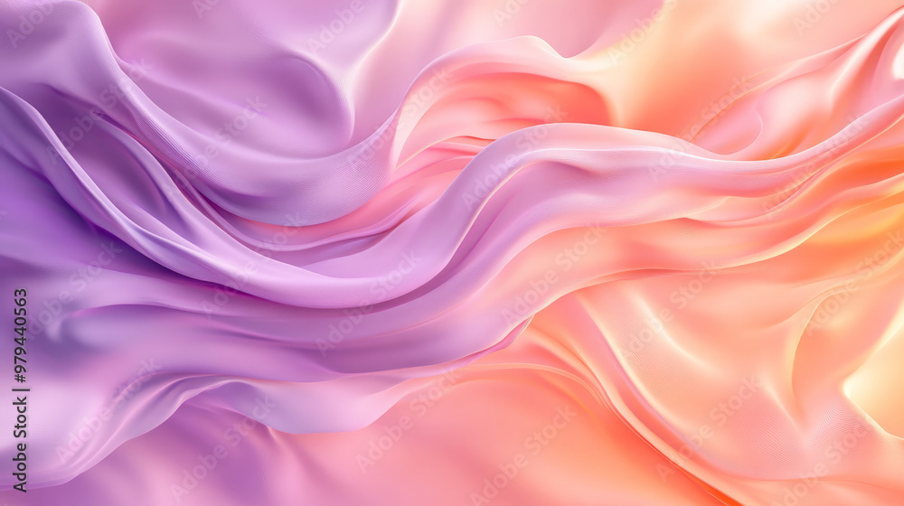 Obraz premium An abstract 3D splash in soft pastel hues of lavender and peach, with gentle, flowing shapes spreading outward, creating a serene and elegant background with smooth gradients.