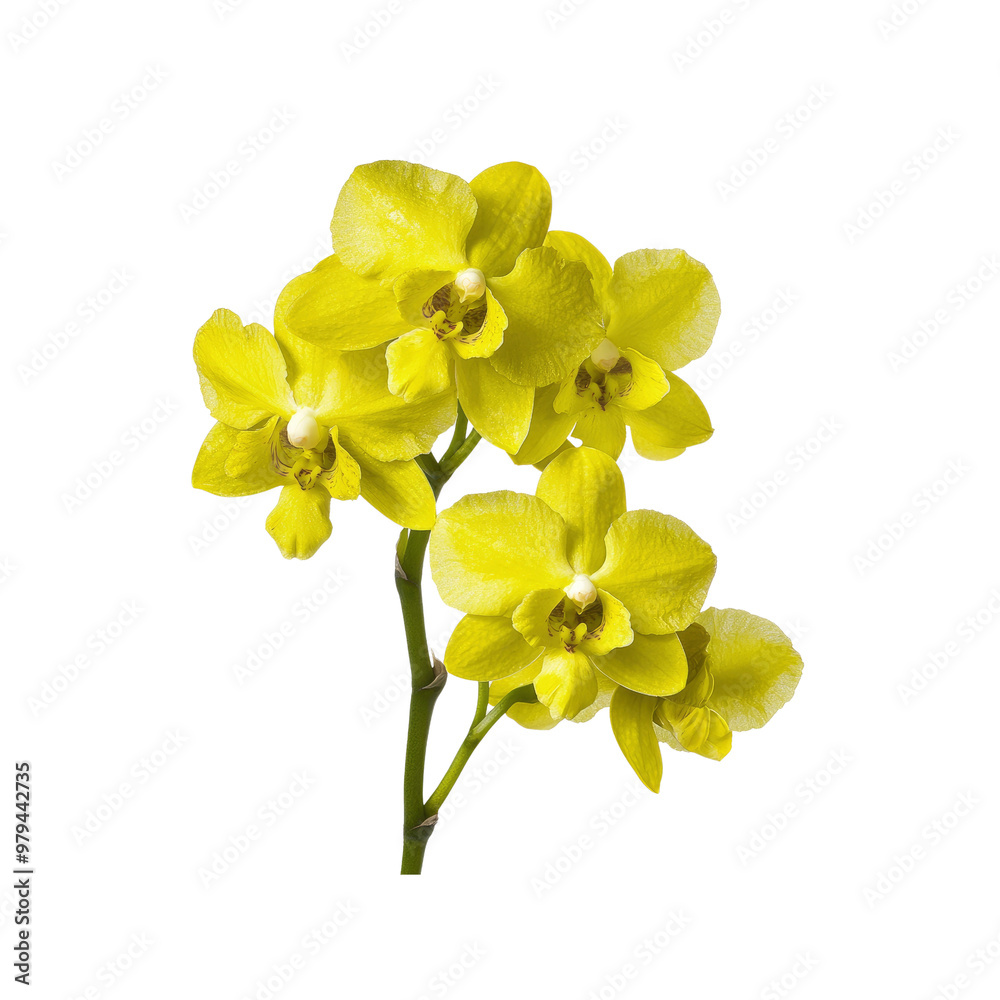 Naklejka premium Yellow Orchid Flower Isolated on White Background