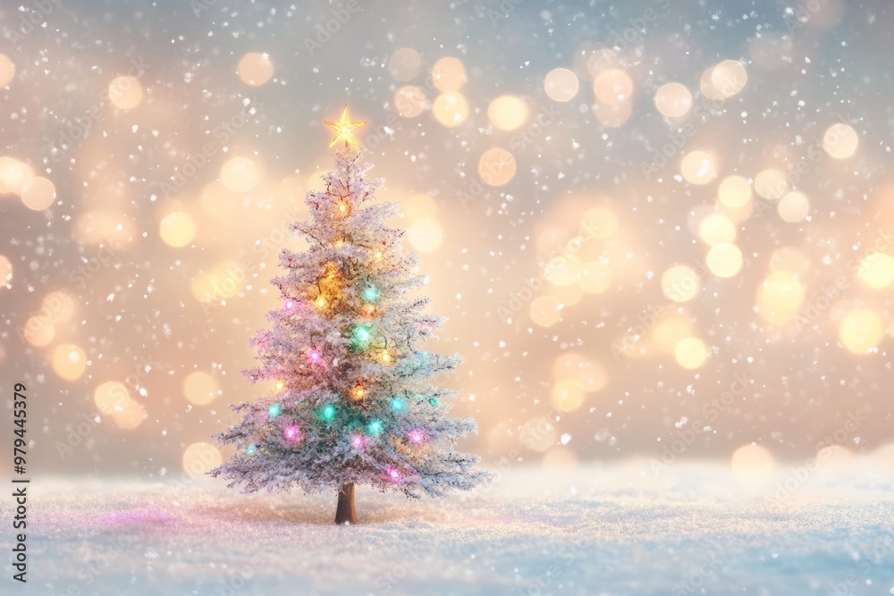 Obraz premium colorful Christmas tree greeting card illustration
