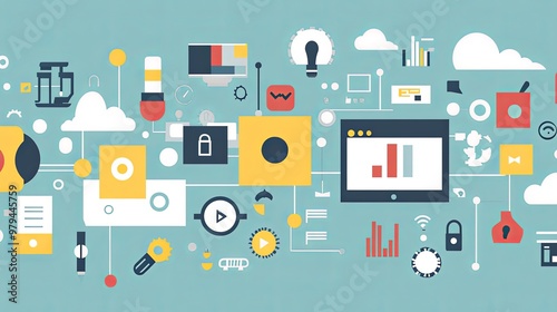 Wallpaper Mural Minimalist SEO strategy illustration with clean design, focusing on clear visual elements of search engine optimization.  Torontodigital.ca