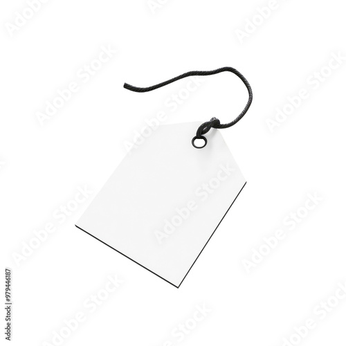 Blank White Tag with Black String