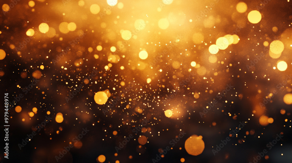 Glowing golden particles floating in a dark void, with soft light flares and a warm, mysterious atmosphere. Glowing golden particles floating in a dark void, with soft light flares and a warm, mysterious atmosphere.