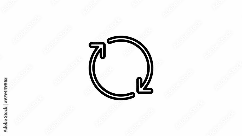 Animation of a refresh icon on a white background. 4K video. Looped animation. Animation of a refresh icon on a white background. 4K video. Looped animation.