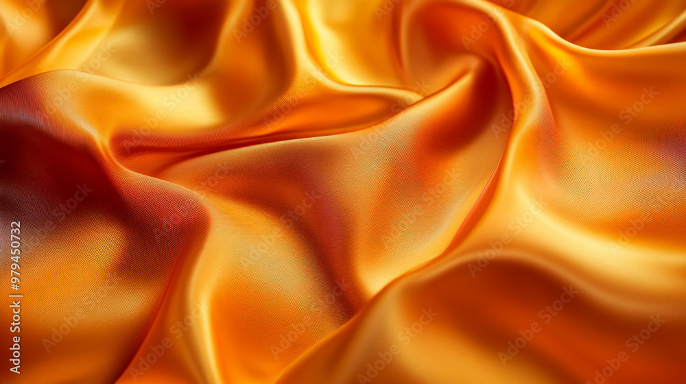 Lush, silky waves of fabric in rich orange and gold, creating a fluid and abstract background with deep folds and reflective textures. Lush, silky waves of fabric in rich orange and gold, creating a fluid and abstract background with deep folds and reflective textures.