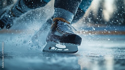 close up of ice hockey player on rink