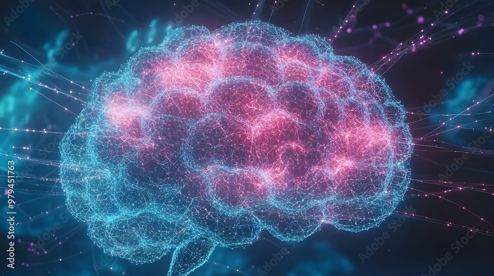Brain-Computer Interface and Cloud-Based Neural Computing Tech Concept Brain-Computer Interface and Cloud-Based Neural Computing Tech Concept