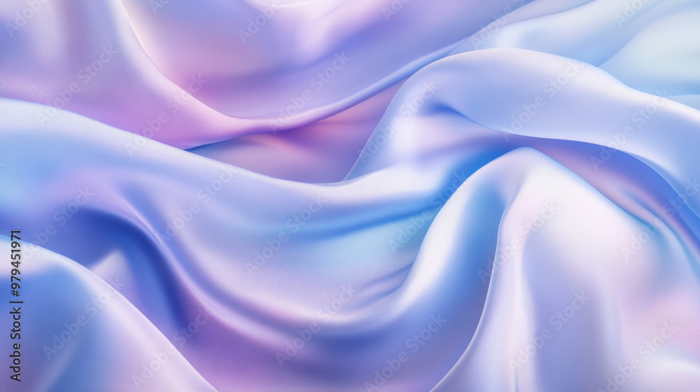 Silky fabric in soft pastel hues of blue and lilac, folding gently to form an abstract, calming background with smooth waves. Silky fabric in soft pastel hues of blue and lilac, folding gently to form an abstract, calming background with smooth waves.