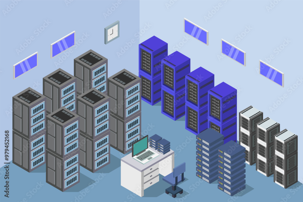 Isometric Server Room Isometric Server Room