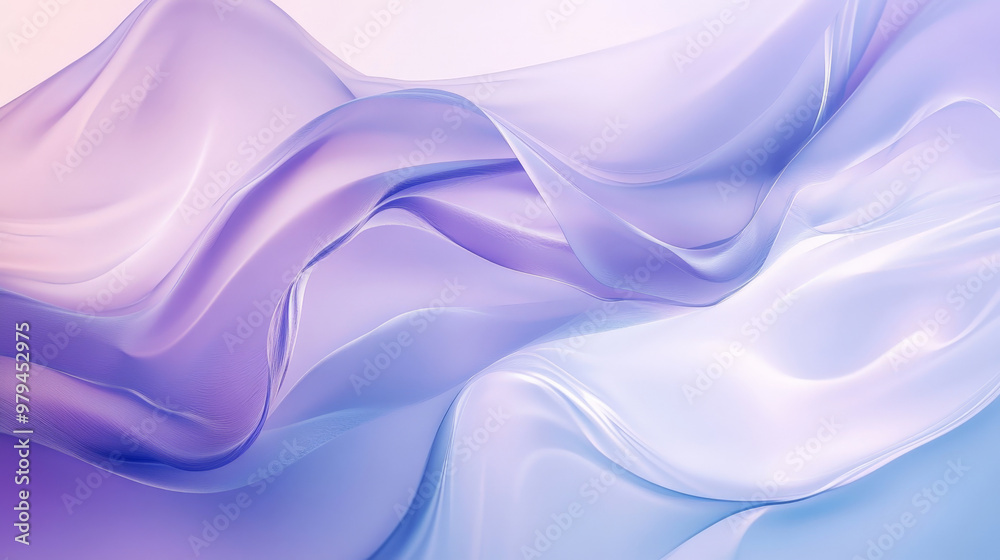Obraz premium Soft fluid shapes in pastel blue and lavender flow around the frame of the image, creating a serene, abstract composition with gentle curves and smooth transitions.